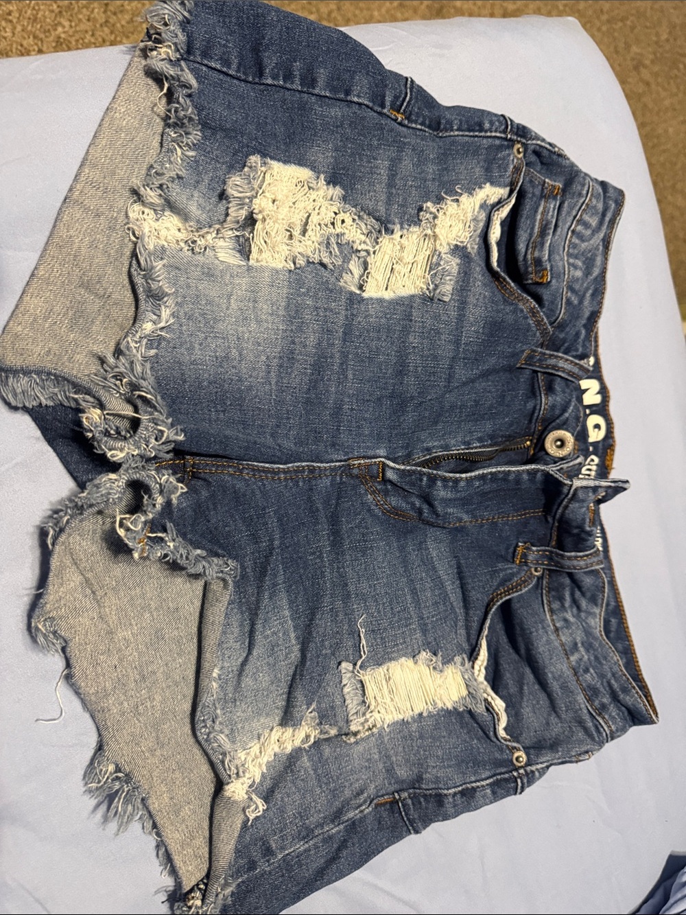 Women's Distressed Dark Blue Denim Cutoff Shorts